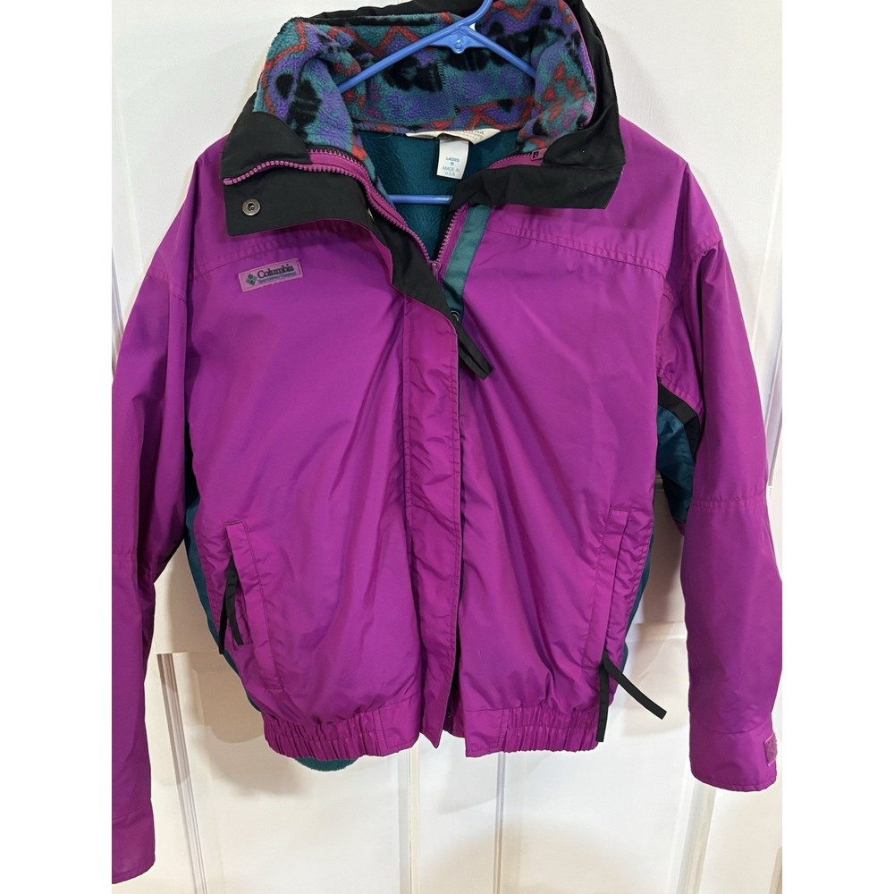 COLUMBIA BUGABOO VTG 90S 2 IN 1 FLEECE WINDBREAKER COAT LADIES MEDIUM